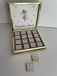 Etiket süslemeli bebek çikolatası(48 Adet)