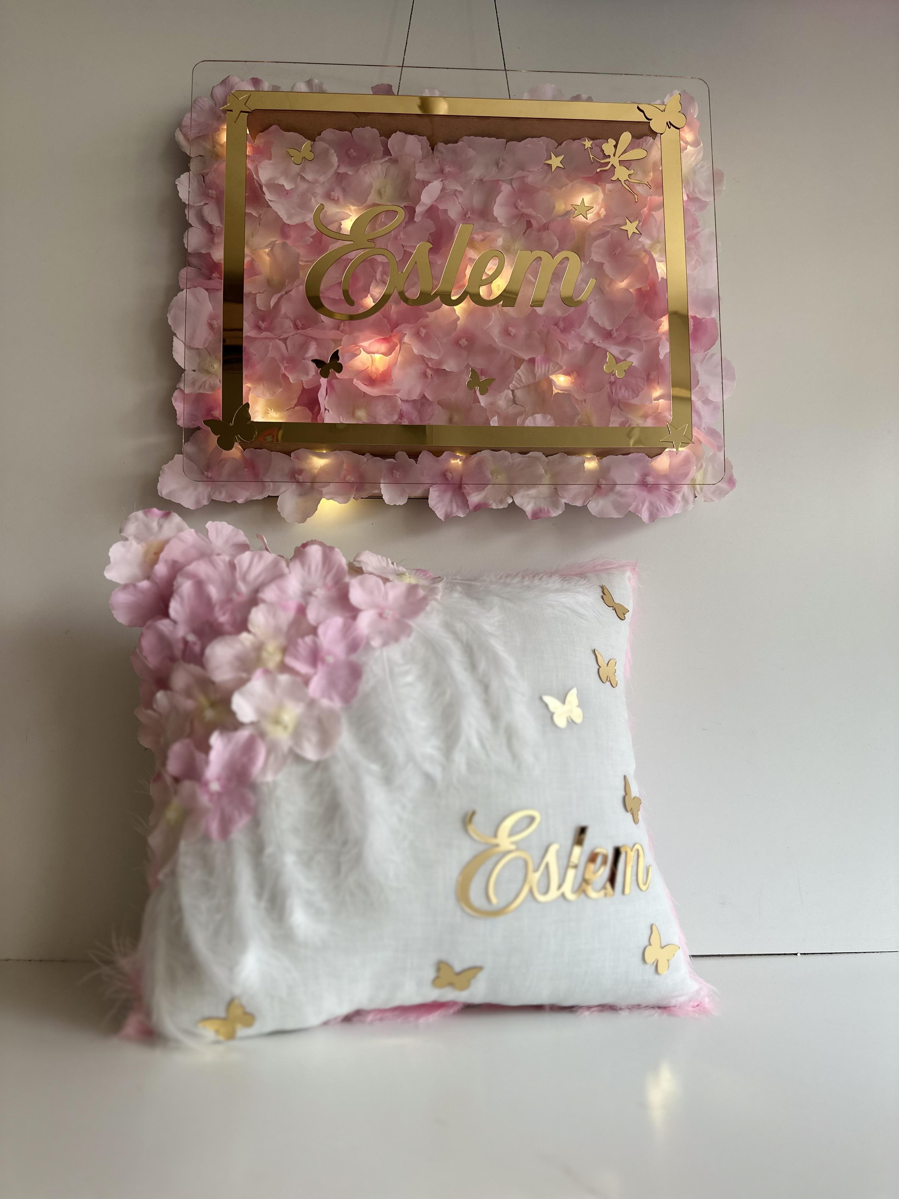 Ledli Bebek Kapı Süsü Ve Bebek Takı Yastığı