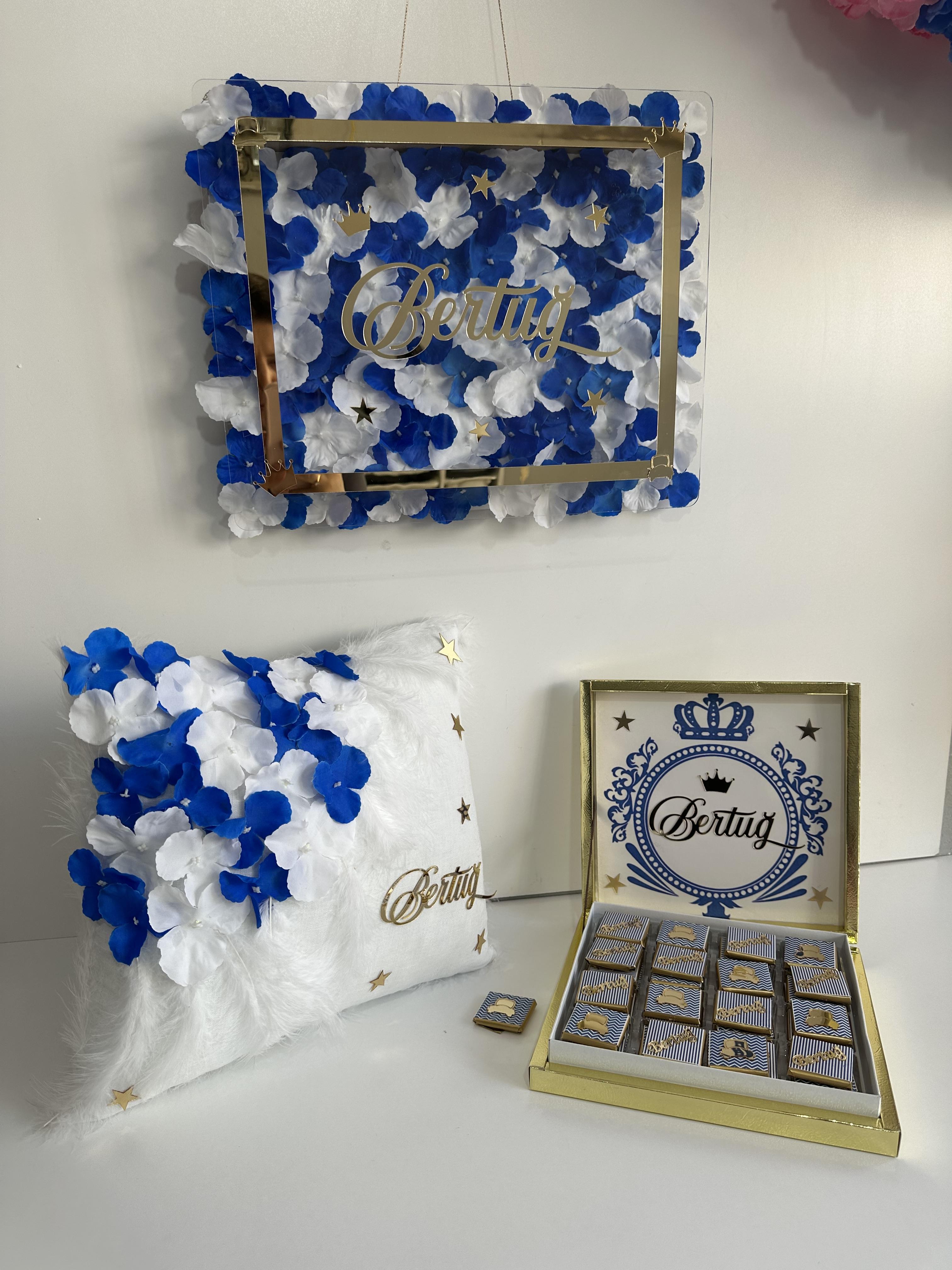 Ledli bebek kapı süsü bebek takı yastığı Pleksi süslemeli 48 Adet çikolata